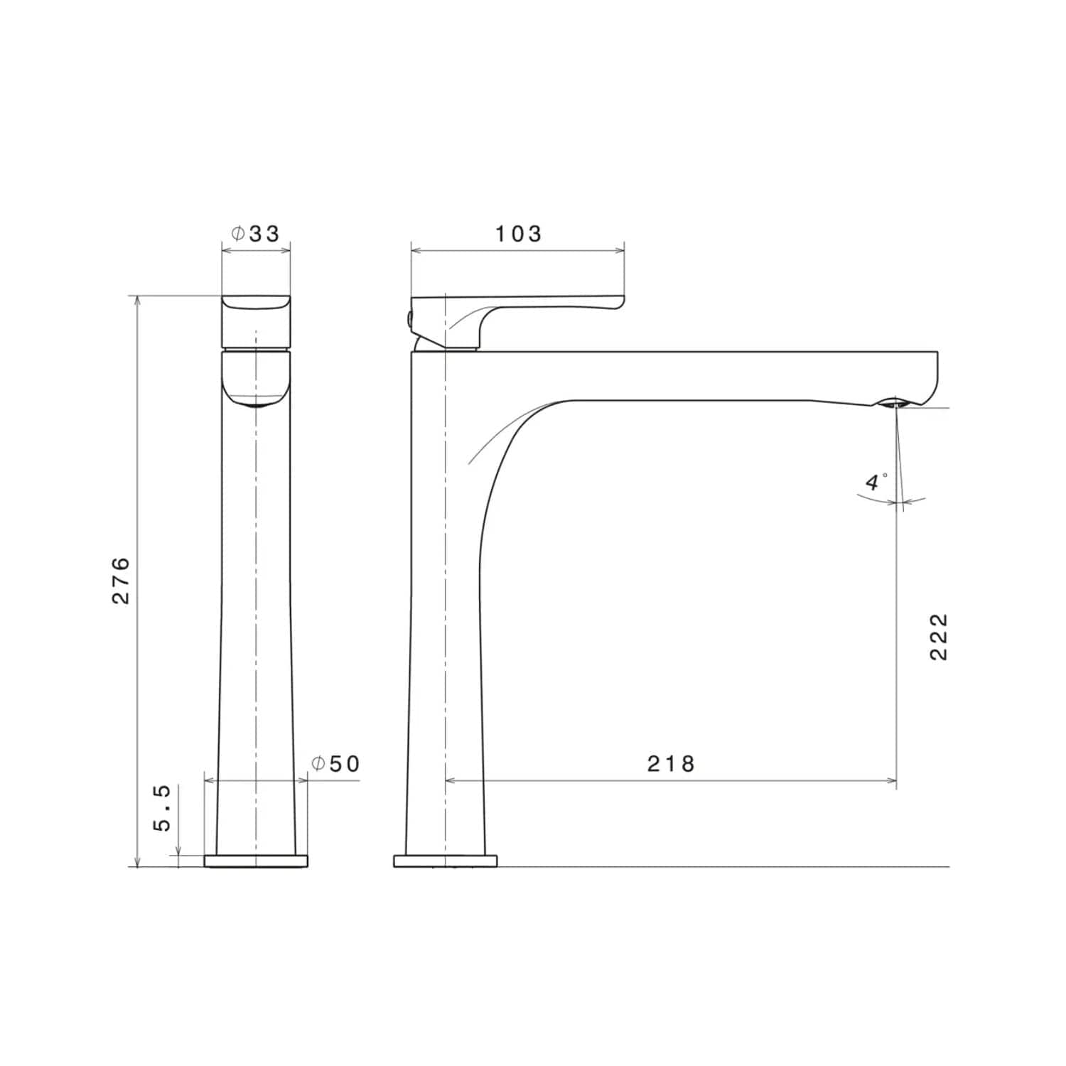 Newform Linfa II Høy Servantbatteri H276mm - for benkeplate Newform Servantbatteri