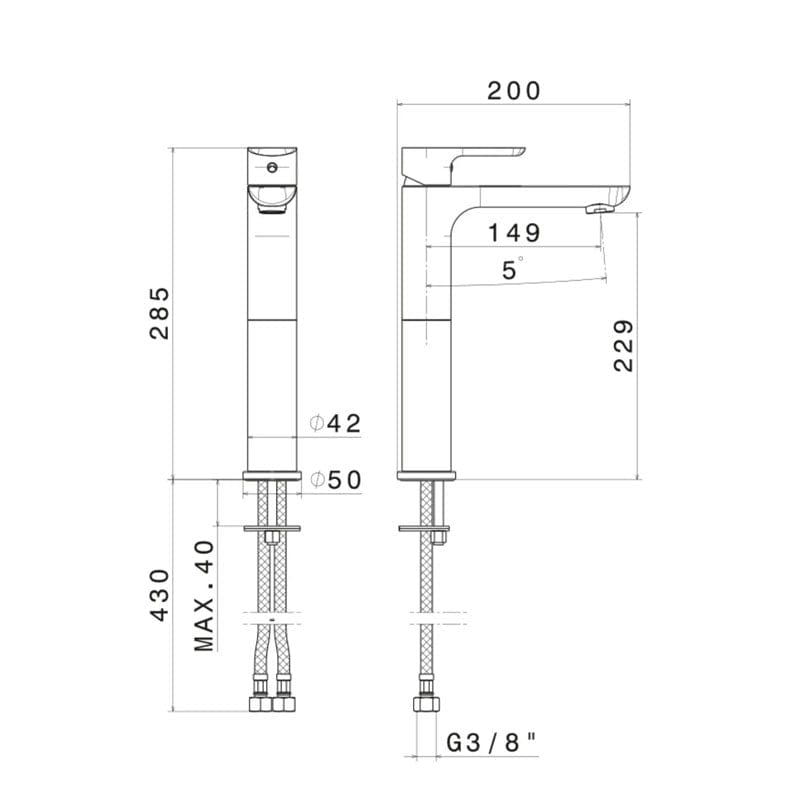 Newform Vema X Servantkran - Høy Krom Newform Servantbatteri KO-V14021BO.010
