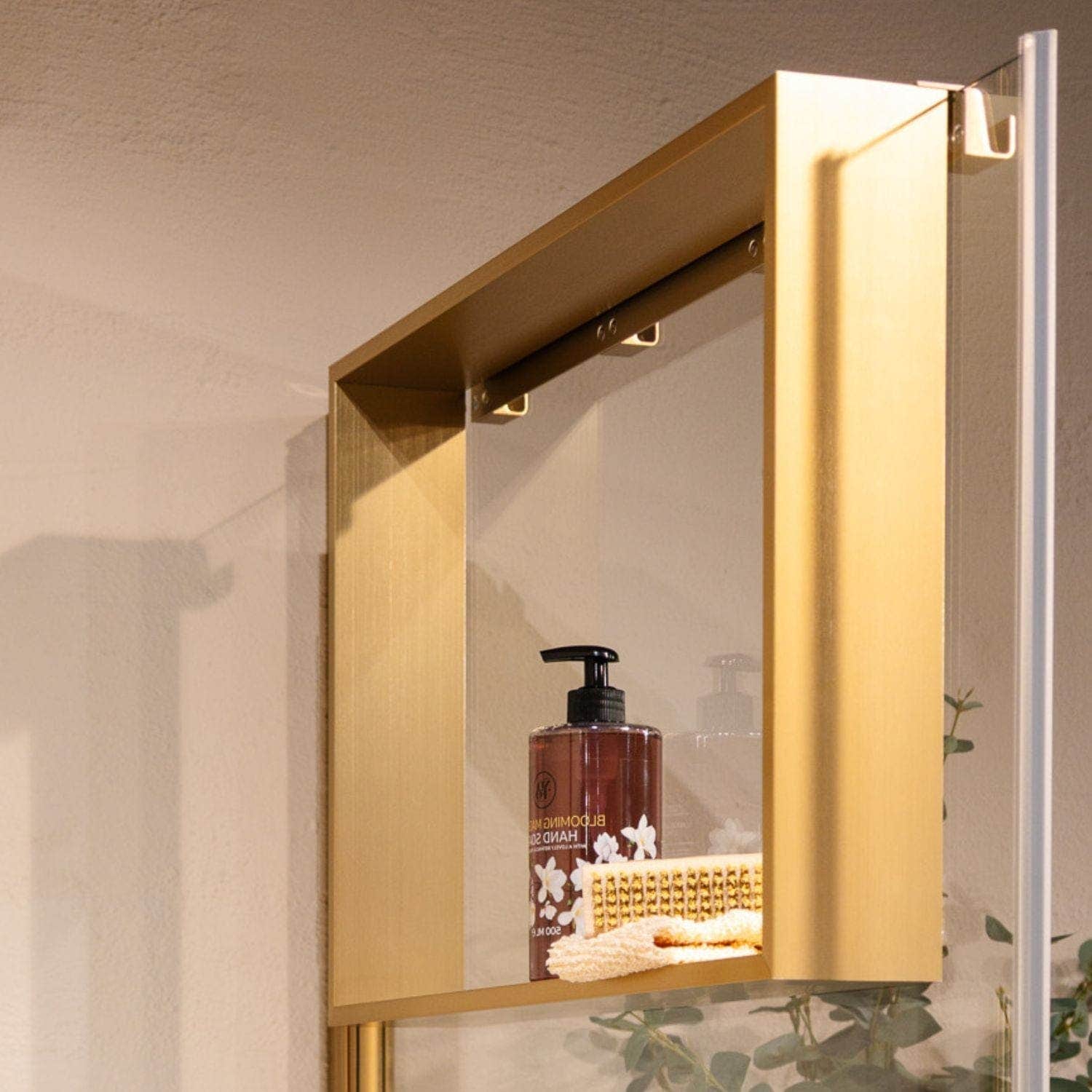 Novellini Frame Dusjhylle med håndklekroker Børstet messing Novellini Dusjhylle KO-R90AKFPO4070-P