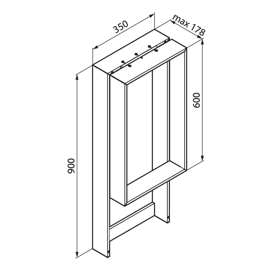 Novellini Frame Dusjhylle med innvendig hylle & utvendig håndklestang Novellini Dusjhylle
