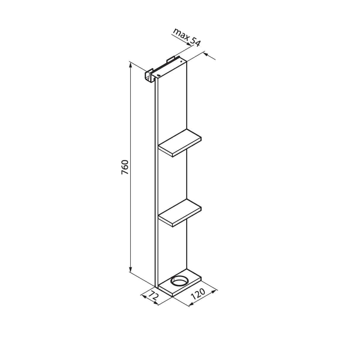 Novellini Frame Dusjhylle med nalholder & utvendig håndklekrok Novellini Dusjhylle