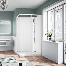 Novellini Glax 1 2.0 2P+F Standard Dusjkabinett - Hvit / 120x80cm høyre / Klart glass