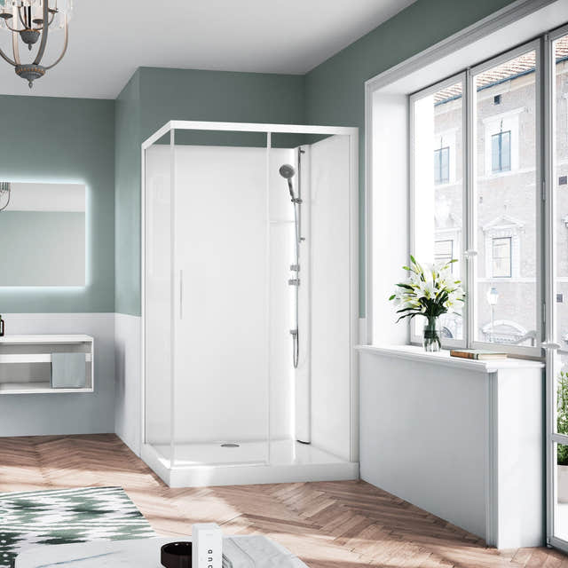 Novellini Glax 1 2.0 2P+F Standard Dusjkabinett Hvit / 120x80cm høyre / Klart glass Novellini Dusjkabinett KO-G212P129DT-1UU