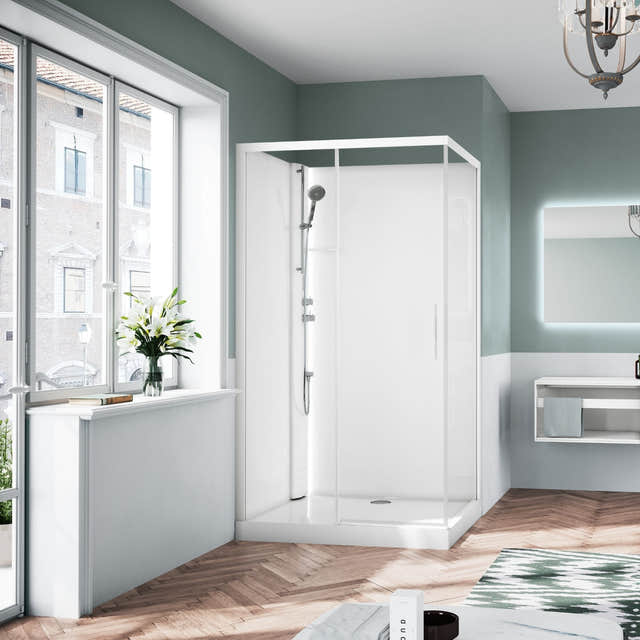 Novellini Glax 1 2.0 2P+F Standard Dusjkabinett Hvit / 120x80cm venstre / Klart glass Novellini Dusjkabinett KO-G212P129ST-1UU