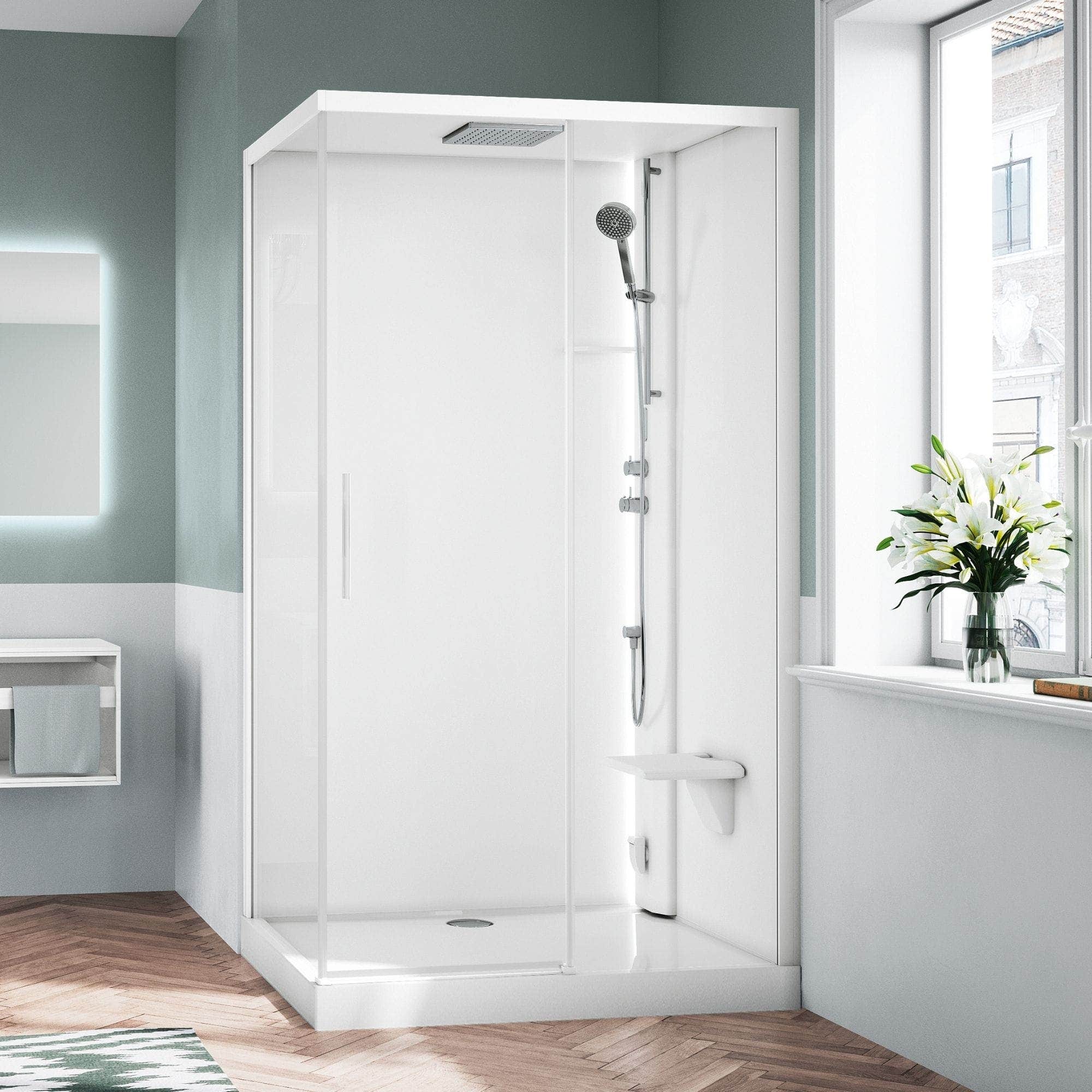 Novellini Glax 1 2.0 2P+F Standard Dusjkabinett med Tak Hvit / 120x80cm høyre / Klart glass Novellini Dusjkabinett KO-G212P129DTF-1UU