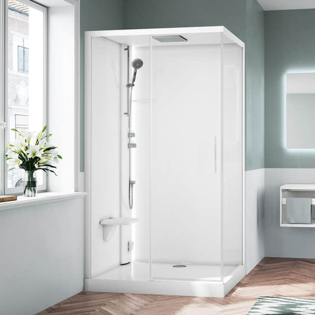 Novellini Glax 1 2.0 2P+F Standard Dusjkabinett med Tak Hvit / 120x80cm venstre / Klart glass Novellini Dusjkabinett KO-G212P129STF-1UU