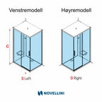 Novellini Glax 1 2.0 2P+F Standard Dusjkabinett med Tak