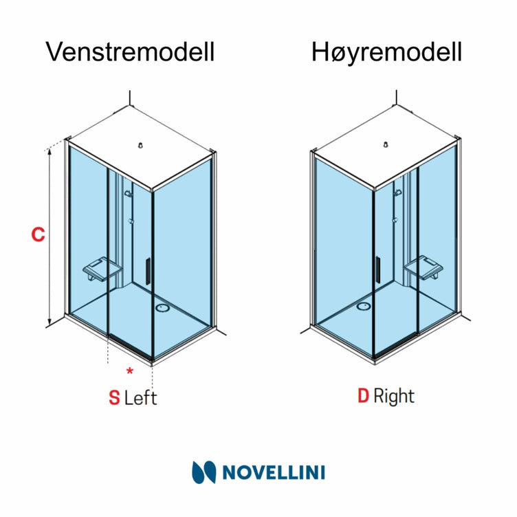Novellini Glax 1 2.0 2P+F Standard Dusjkabinett med Tak