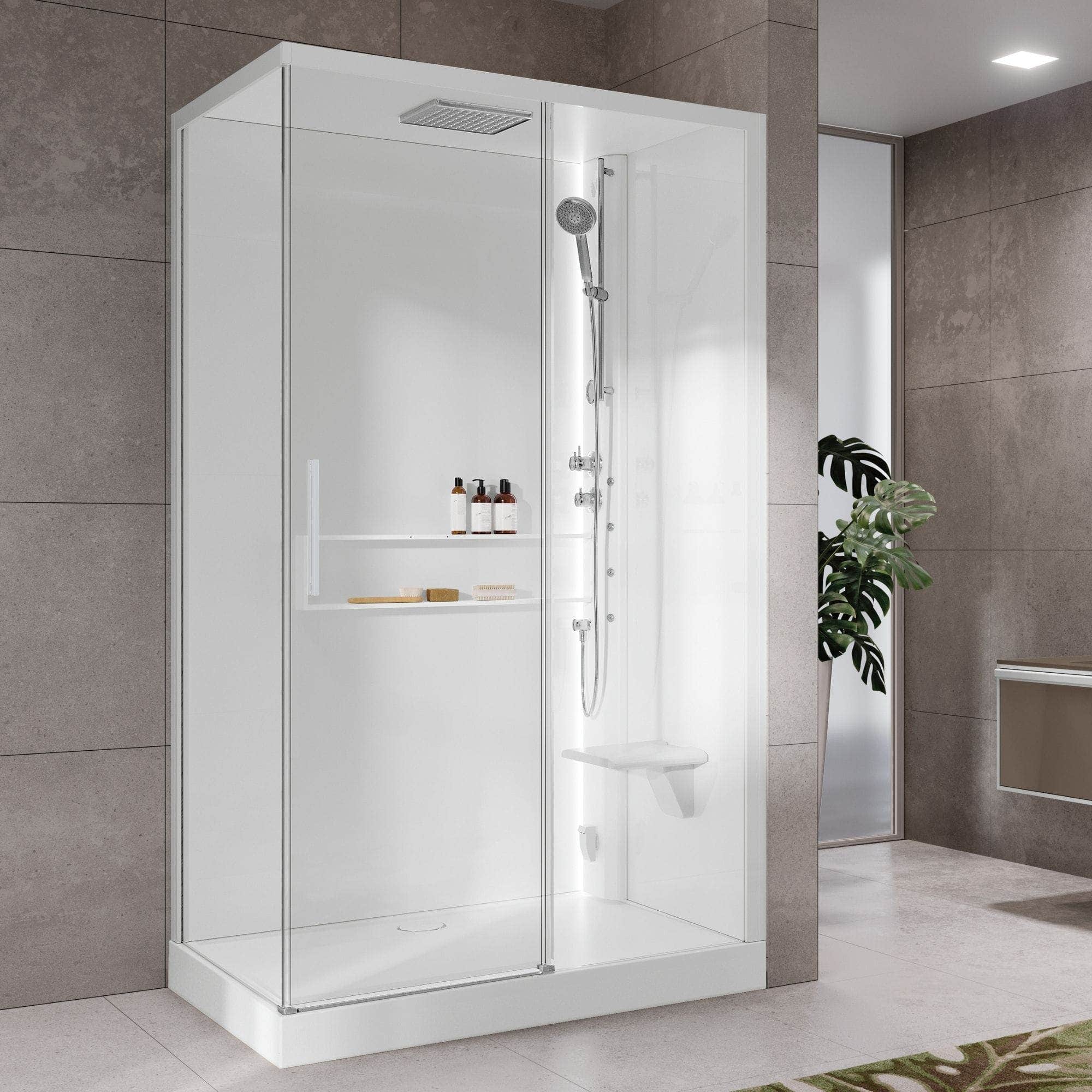 Novellini Glax 2 2.0 2P+F Hydro Dusjkabinett Hvit / 120x80cm høyre / Klart glass Novellini Dusjkabinett KO-G222P129DT1-1UU