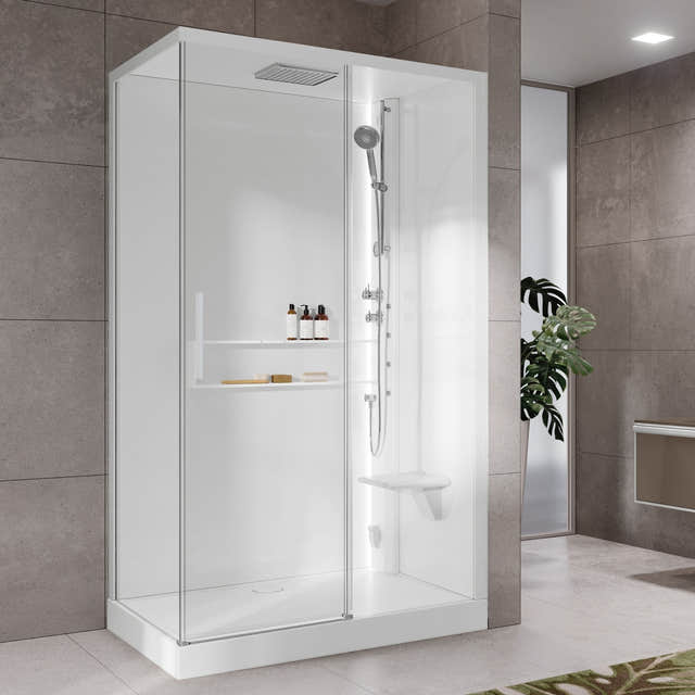 Novellini Glax 2 2.0 2P+F Hydro Dusjkabinett Hvit / 120x80cm høyre / Klart glass Novellini Dusjkabinett KO-G222P129DT1-1UU