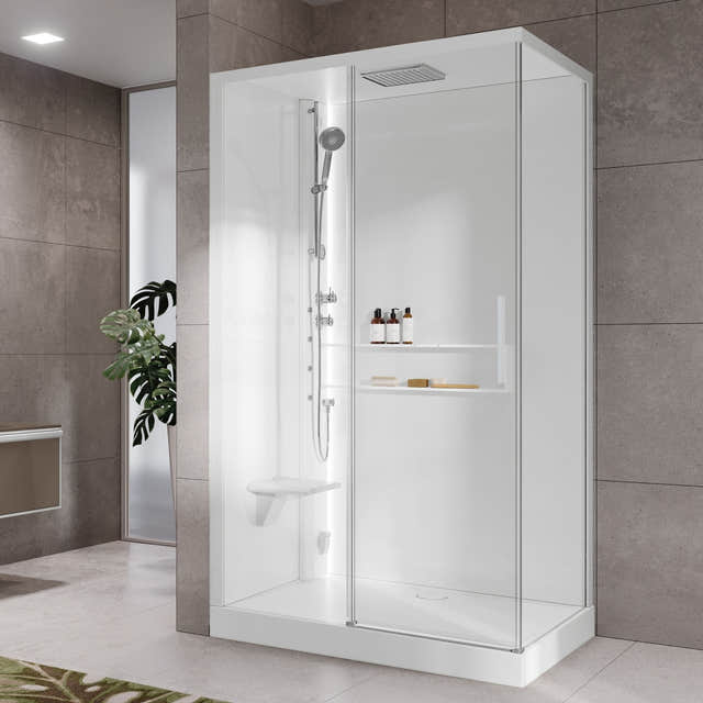 Novellini Glax 2 2.0 2P+F Hydro Dusjkabinett Hvit / 120x80cm venstre / Klart glass Novellini Dusjkabinett KO-G222P129ST1-1UU
