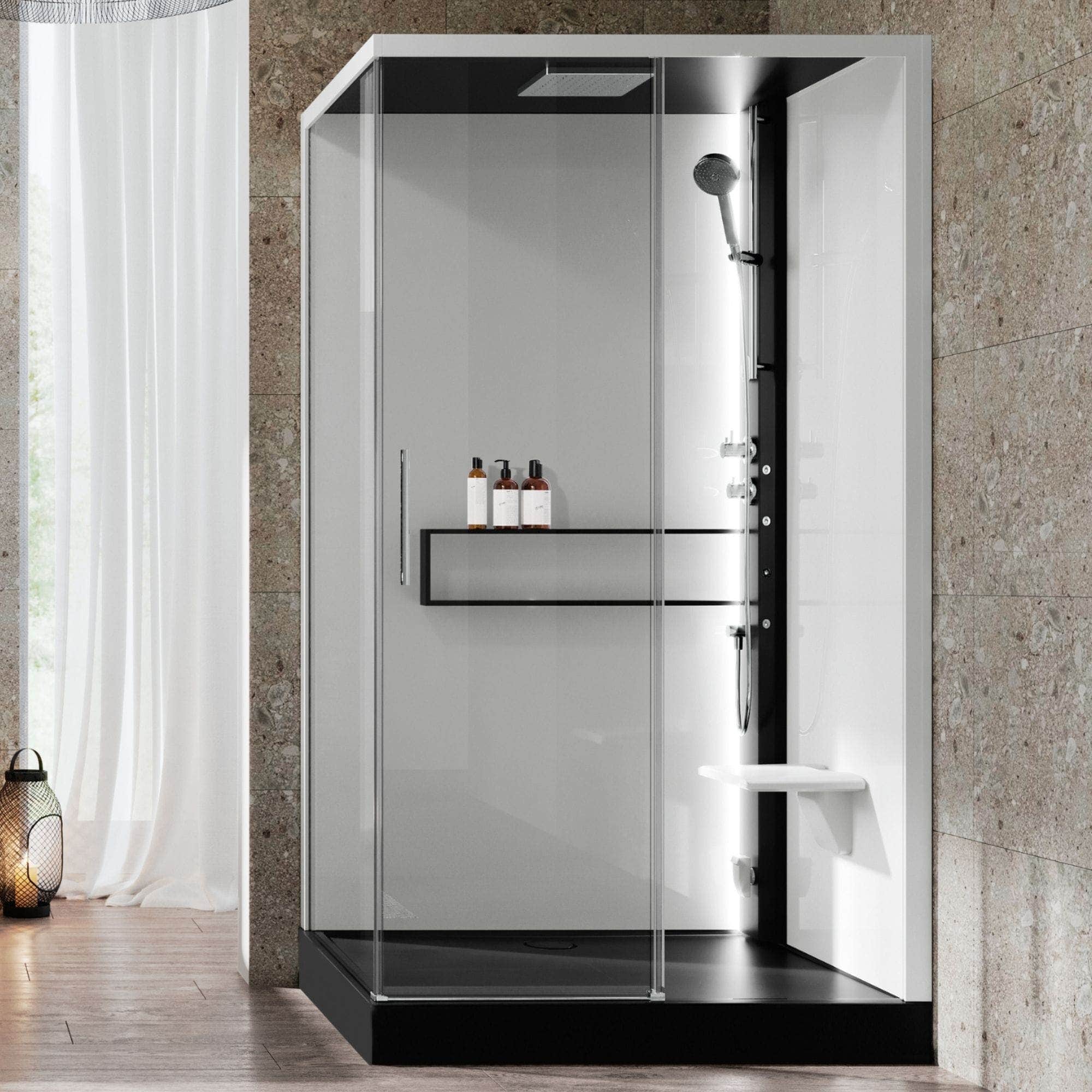 Novellini Glax 2 2.0 2P+F Hydro Dusjkabinett Svart matt / 120x80cm høyre / Klart glass Novellini Dusjkabinett KO-G222P129DT1-1HU
