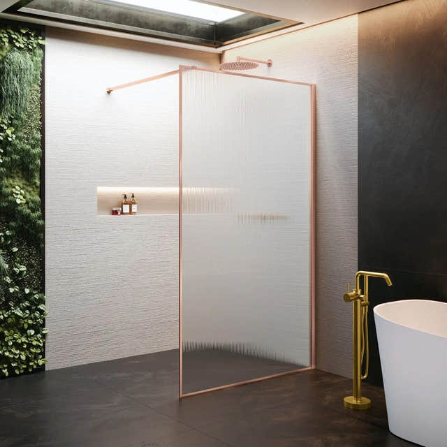 Novellini HP ART Fastvegg Børstet kobber / 80cm / Flute Novellini Dusjvegg KO-HARTHP80-94R