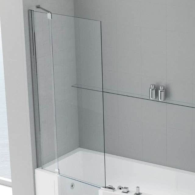 Novellini Iris Skjermvegg Krom / 84cm venstre / Klart glass Novellini Badekarvegg KO-IRIS2V80S-1K