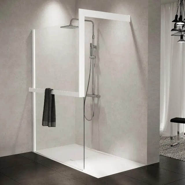 Novellini Kuadra Kit Frame Håndkleholder Hvit matt / Høyre Novellini Håndklestativ KO-R80KUFRE10D-U