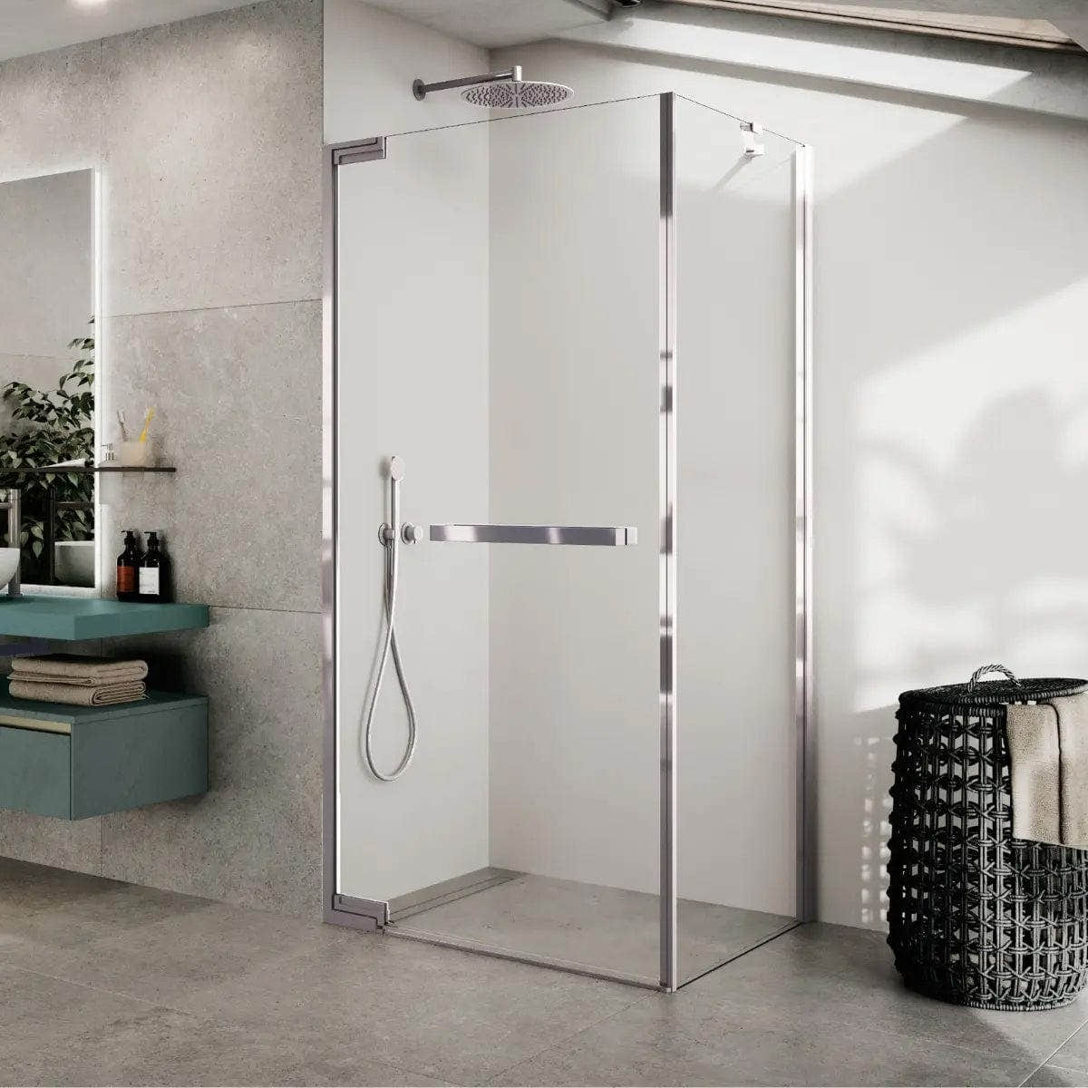 Novellini N180 G Slagdør for hjørne Krom / 80cm / Klart glass Novellini Dusjdør KO-N180G80-1K