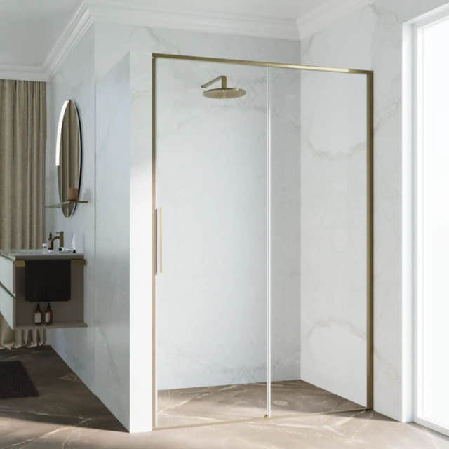 Novellini Riga 2P Skyvedører Børstet bronse / 96cm / Høyre hengslet Novellini Dusjdør KO-RIG2P96D-1Q