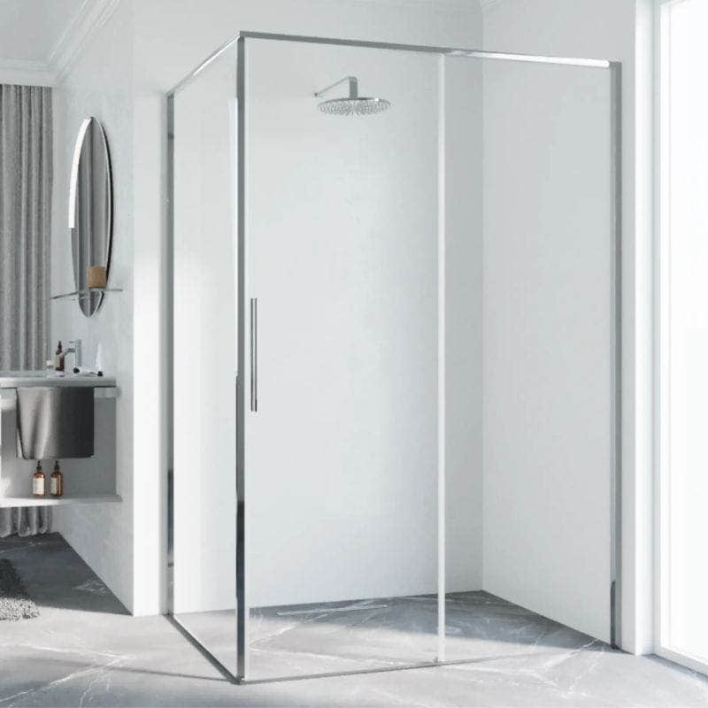 Novellini Riga 2PF Skyvedører Krom / 97cm høyre / Klart glass Novellini Dusjdør KO-RIG2PF97D-1K