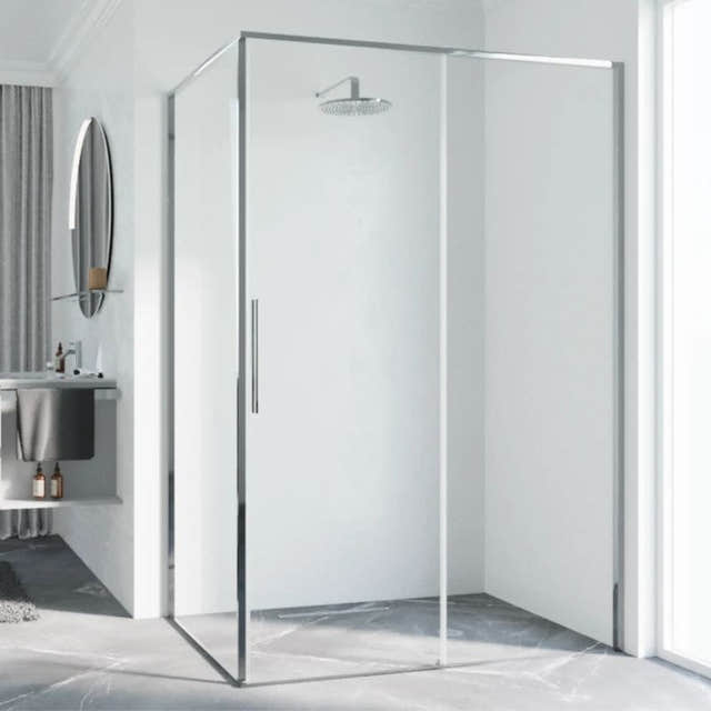 Novellini Riga 2PF Skyvedører Krom / 97cm høyre / Klart glass Novellini Dusjdør KO-RIG2PF97D-1K