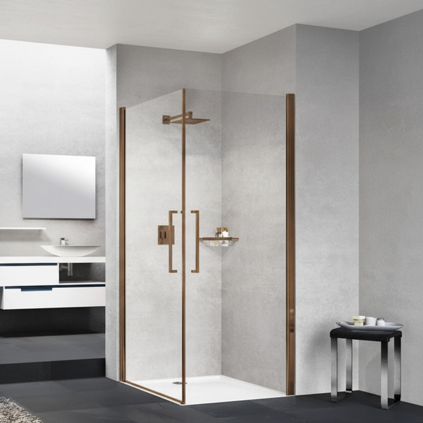 Novellini Young 2.0 2G Dusjhjørne Børstet bronse / 90x90cm / Klart glass Novellini Dusjhjørne BUN-Y22G89L-1Q