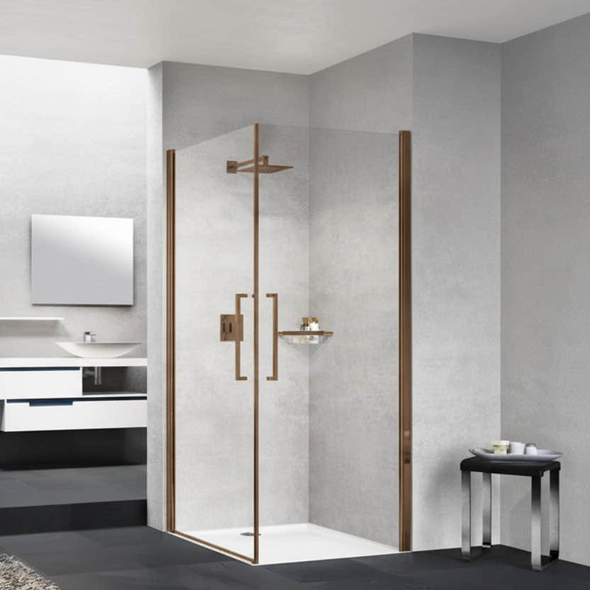 Novellini Young 2.0 2G Dusjhjørne Børstet bronse / 90x90cm / Klart glass Novellini Dusjhjørne BUN-Y22G89L-1Q