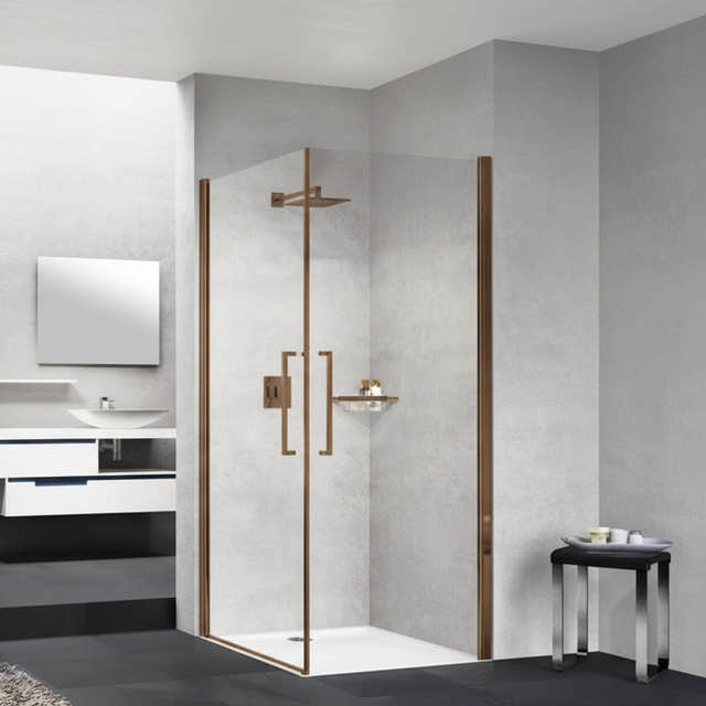 Novellini Young 2.0 2G Dusjhjørne Børstet bronse / 90x90cm / Klart glass Novellini Dusjhjørne BUN-Y22G89L-1Q