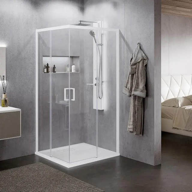 Novellini Zephyros 2.0 AH skyvedør for hjørnemontering Krom / 70cm / Høyre hengslet Novellini Dusjdør ZEP2AH67LD-1K