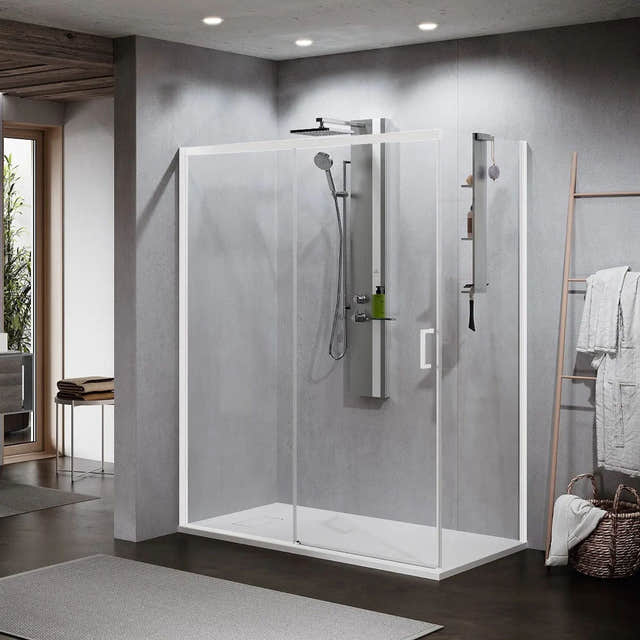 Novellini Zephyros 2.0 PH Skyvedør 120-160cm Hvit matt / 96-99cm / Venstre Novellini Dusjdør KO-ZEP2PH96S-1U