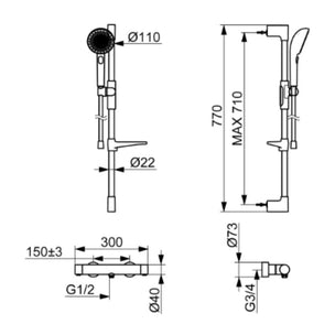Oras Aurelia 4769 Dusjbatteri + Dusjsett