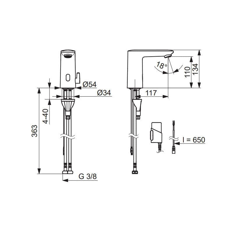 Oras Electra 9200FZ Servantbatteri - 3V Classic Berøringsfri Krom Oras Armatur Servantbatteri GRO-4203768