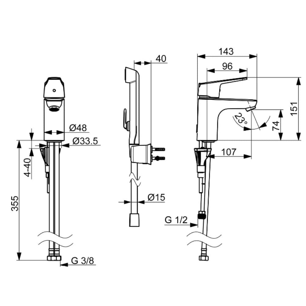 Oras Vega ECO Servantran med bidetta Svart matt Oras Armatur Servantbatteri GRO-4200273