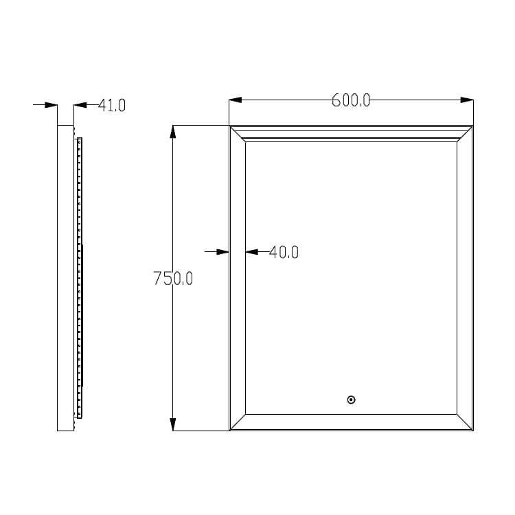OUTLET: Korsbakken VERONA firkantet speil med lys (ramme) Svart / 60cm Korsbakken Baderomsspeil UTG-3443457563