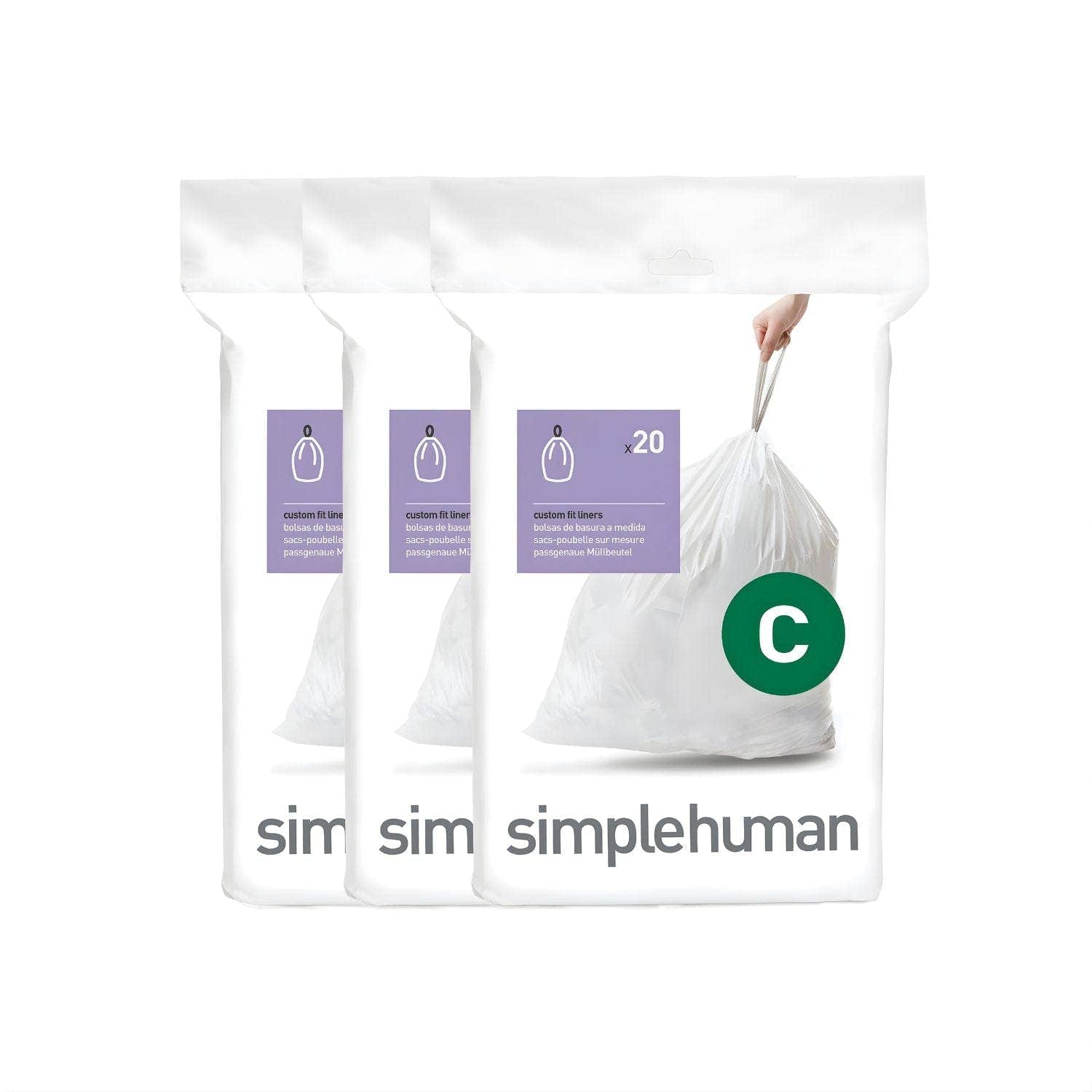 OUTLET: Simplehuman Avfallspose C 20stk 10-12L 10-12L Simplehuman Diverse baderomstilbehør UTG-SCW0252
