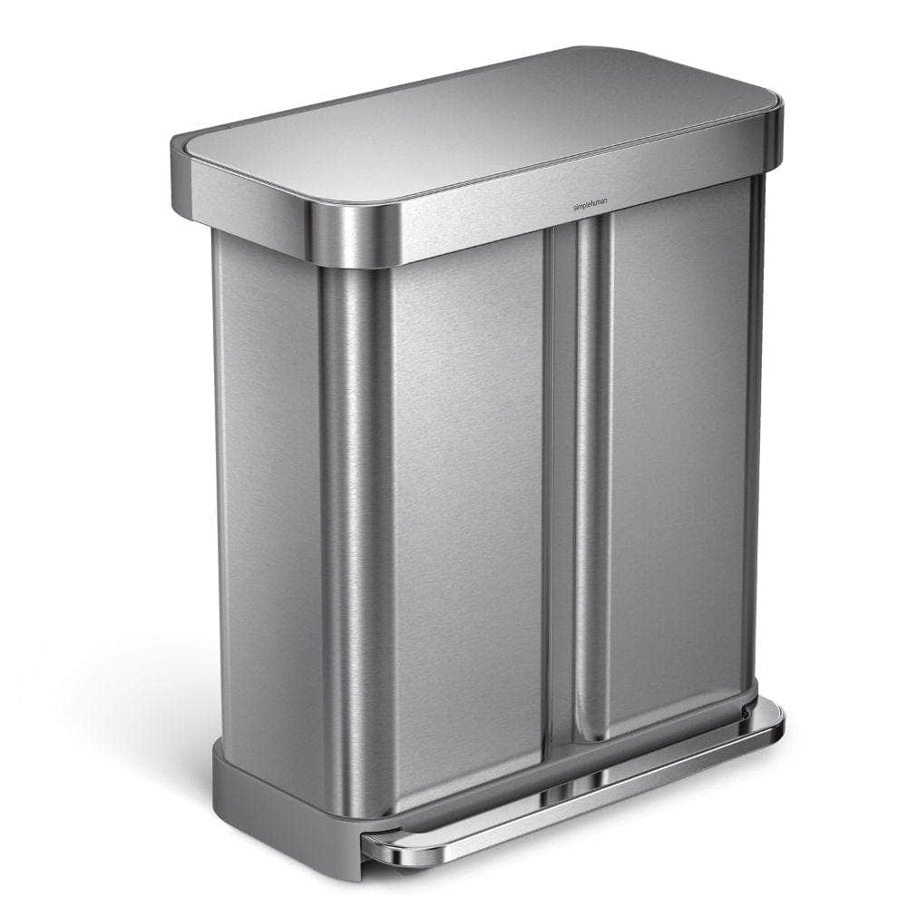 OUTLET: Simplehuman Pedalbøtte Kildesortering 58L Børstet stål