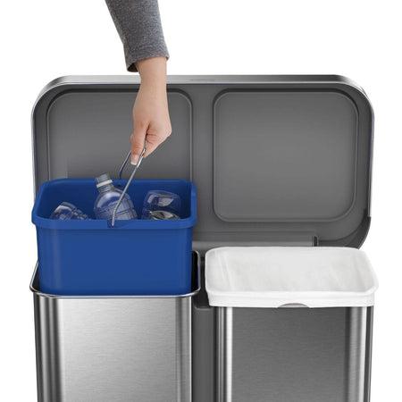 OUTLET: Simplehuman Pedalbøtte Kildesortering 58L Børstet stål