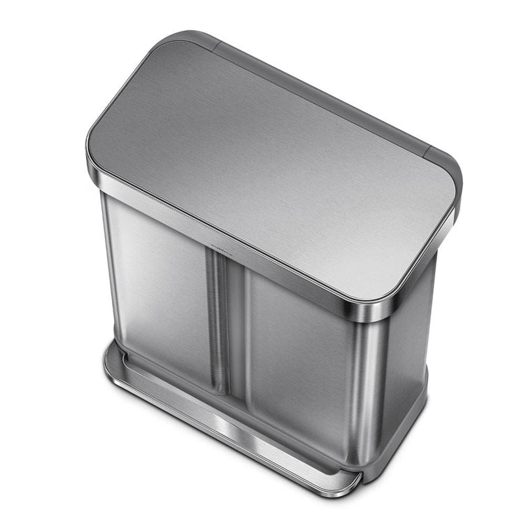 OUTLET: Simplehuman Pedalbøtte Kildesortering 58L Børstet stål