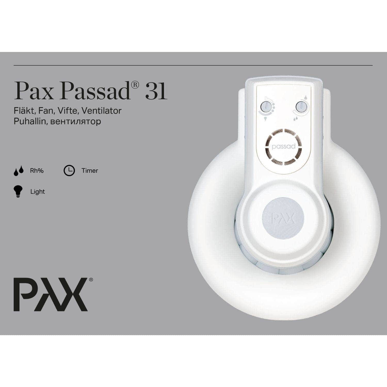 Pax Passad 30 Baderomsvifte - toppmodell uten kaldrasspjeld Pax Baderomsvifte GRO-4910623