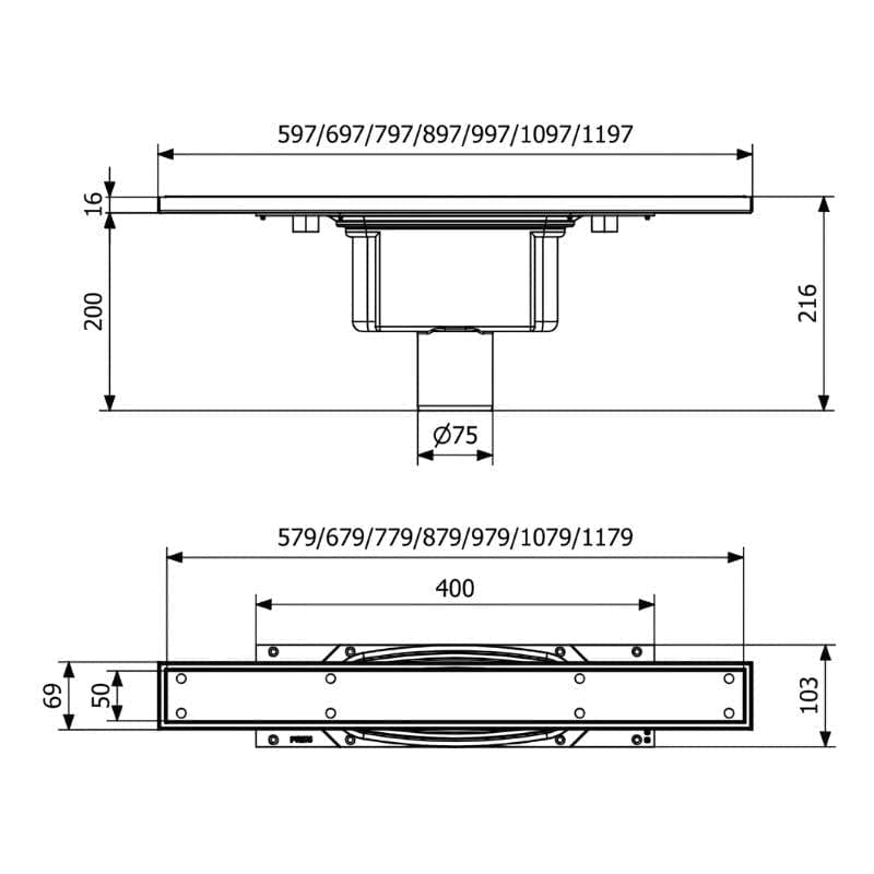 Purus Line Tile Insert - Bunnutløp Purus Slukrenne