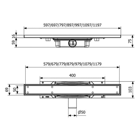 Purus Line Tile Insert - Lav Sideutløp
