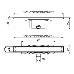 Purus Line Tile Insert - Sideutløp
