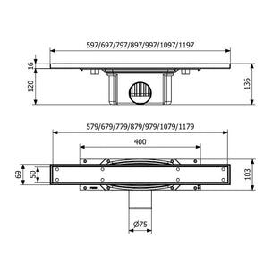 Purus Line Tile Insert - Sideutløp