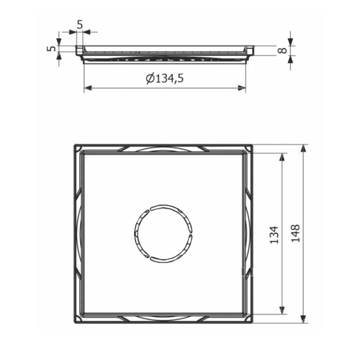 Purus Square Tile Insert Krom Purus Slukrenne GRO-1440201
