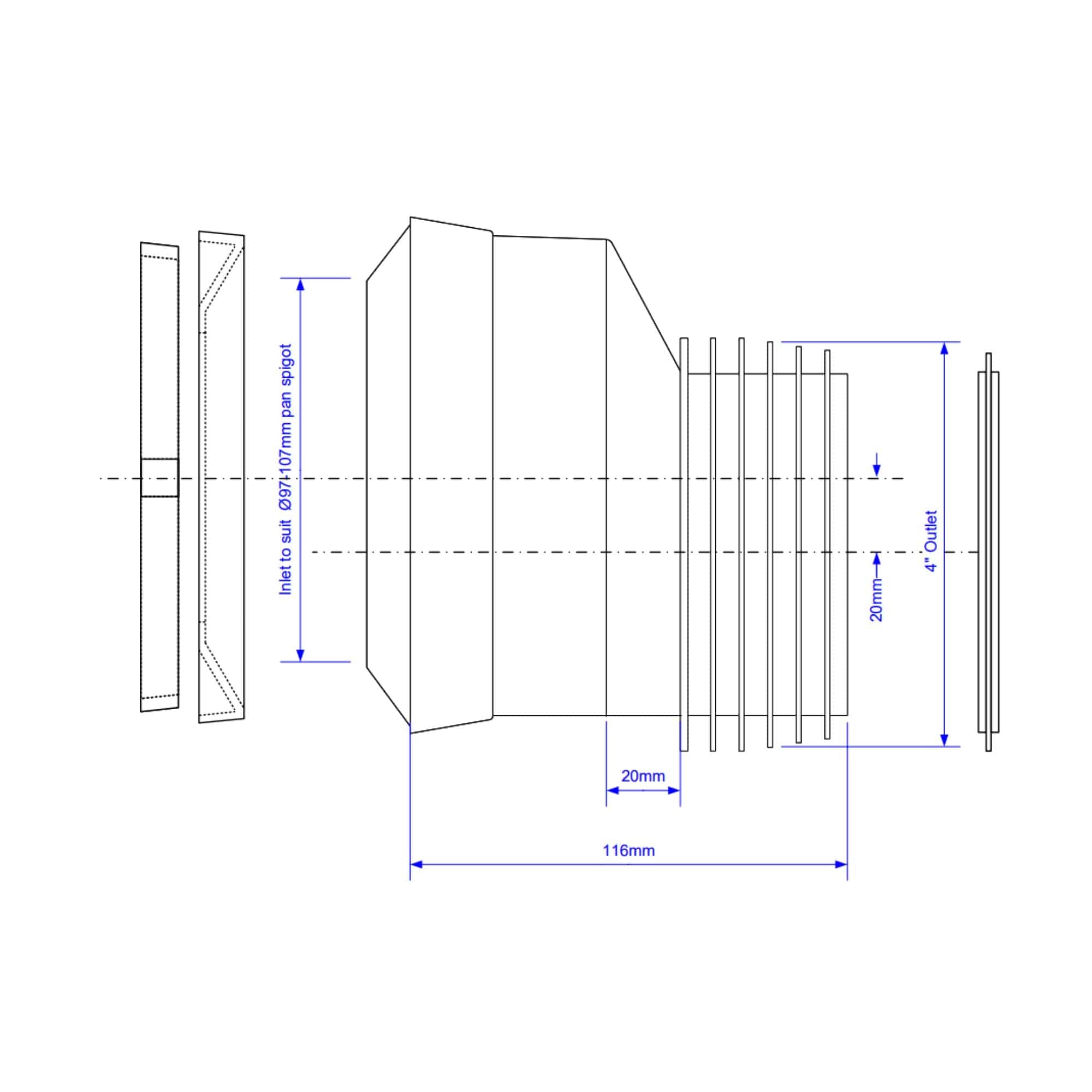 Reservedel: Altech Klosettstuss Eksentrisk C/C 20mm Altech Reservedel toalett