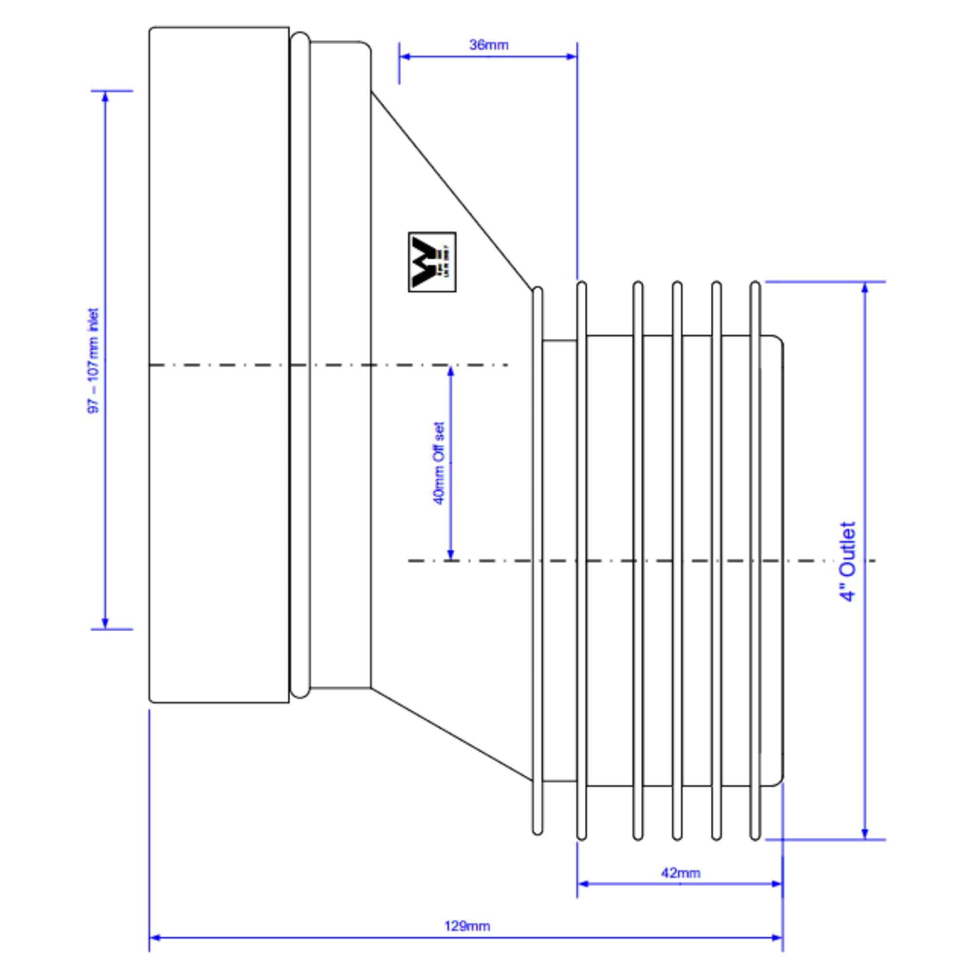 Reservedel: Altech Klosettstuss Eksentrisk C/C 40mm 110mm Altech Reservedel toalett DAL-6188582