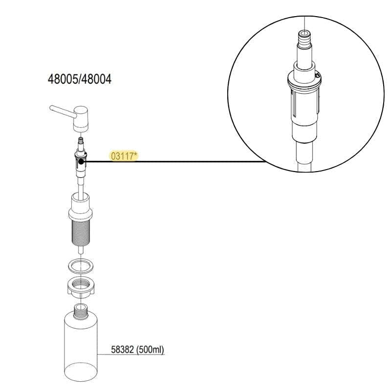 Reservedel: Damixa Pumpe til såpedispenser 48004 Damixa Tilbehør kjøkken KO-0311700