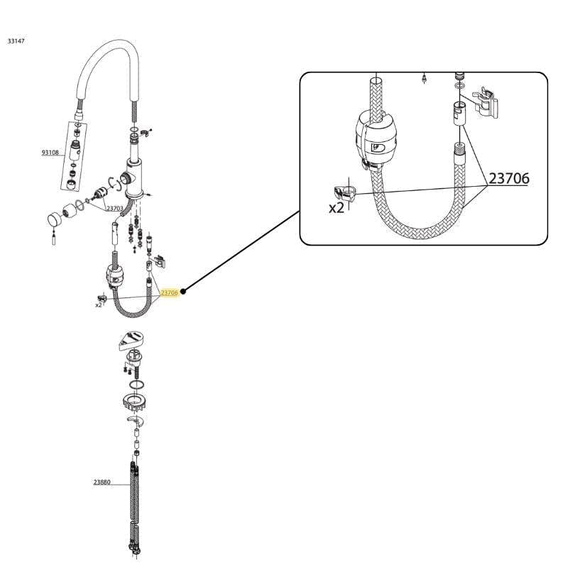 Reservedel: Damixa Slange uttrekkbar Damixa Reservedel blandebatteri KO-2370600