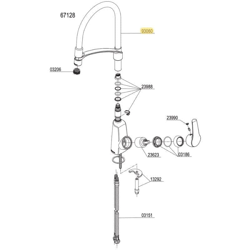 Reservedel: Damixa Tut til Rowan Pro Damixa Reservedel blandebatteri KO-9306000