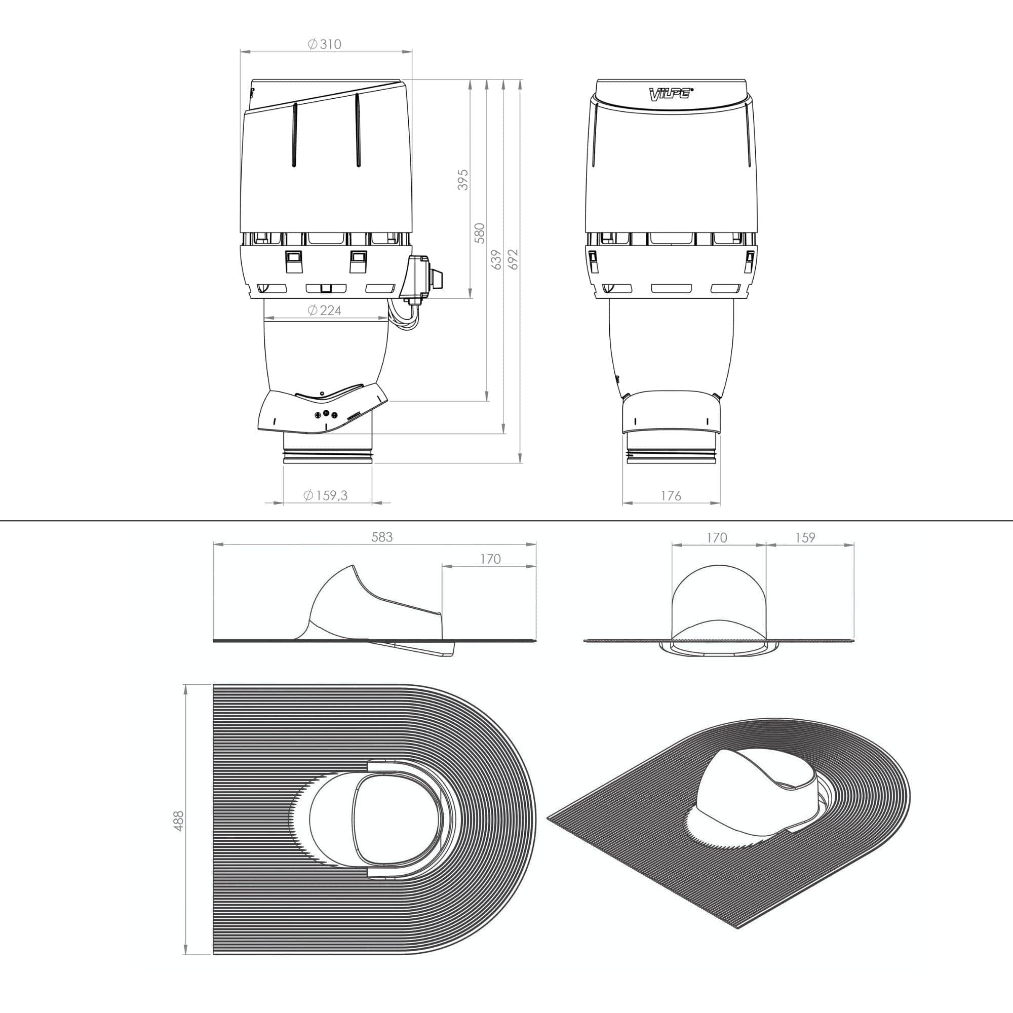 RørosHetta Takvifte for takpapp/shingle 11°–45° RørosHetta Tilbehør kjøkkenvifte RO-403008
