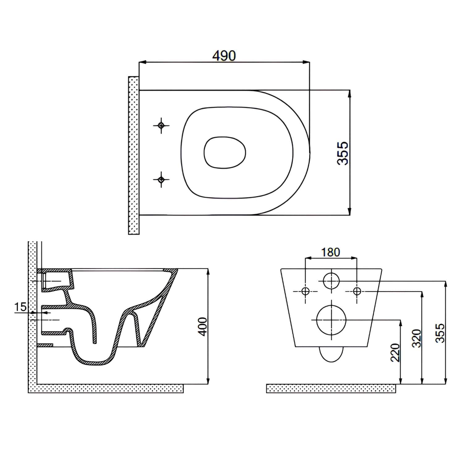 Sanipro AQUAFORM Compact vegghengt toalett Hvit Sanipro Vegghengt toalett SA-10003