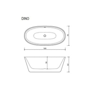 Sanipro Dino 169 Frittstående Badekar Solid Surface
